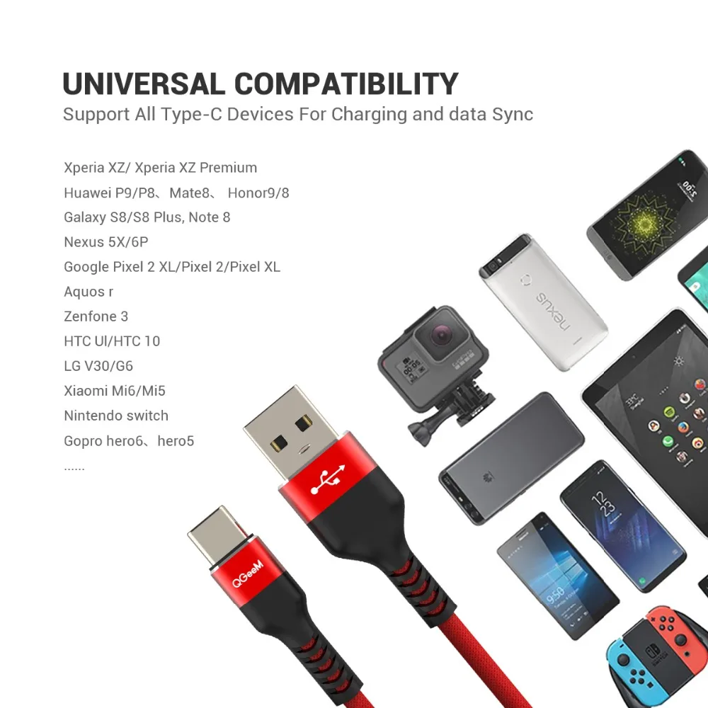 QGEEM USB Type C кабель мобильный телефон Быстрая зарядка зарядное устройство для Samsung