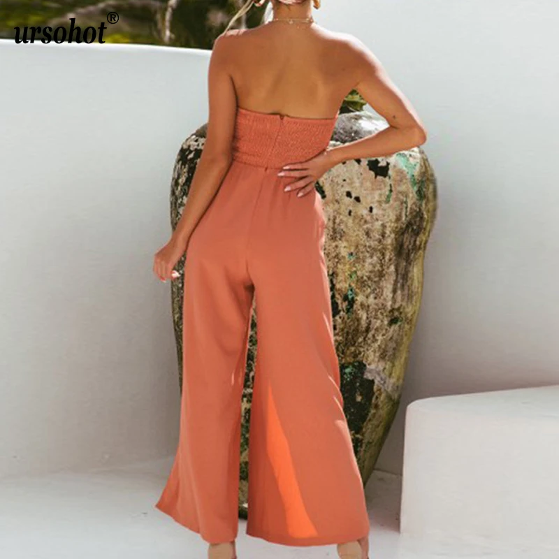 Ursohot Boho Длинные широкие комбинезоны с ремешками на ногах Плиссированные