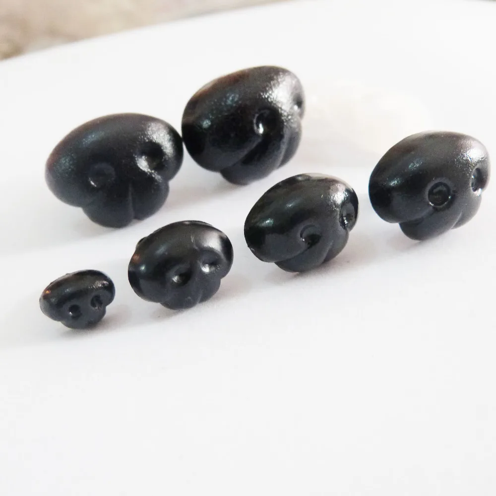500 piezas nuevo estilo 7x10mm/12x15mm/14x18mm/15 x 20mm/17x22mm/18x24mm negro pl&aacute;stico seguridad juguete animal nariz y arandela dura. Opci&oacute;n de tama&ntilde;o-0