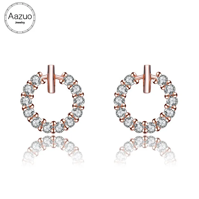 

Aazuo Real 18K White Gold Real Diamonds 0.42ct IJ SI Classic Round Stud Earrings gifted for Women Wedding Party Au750 Real Gold