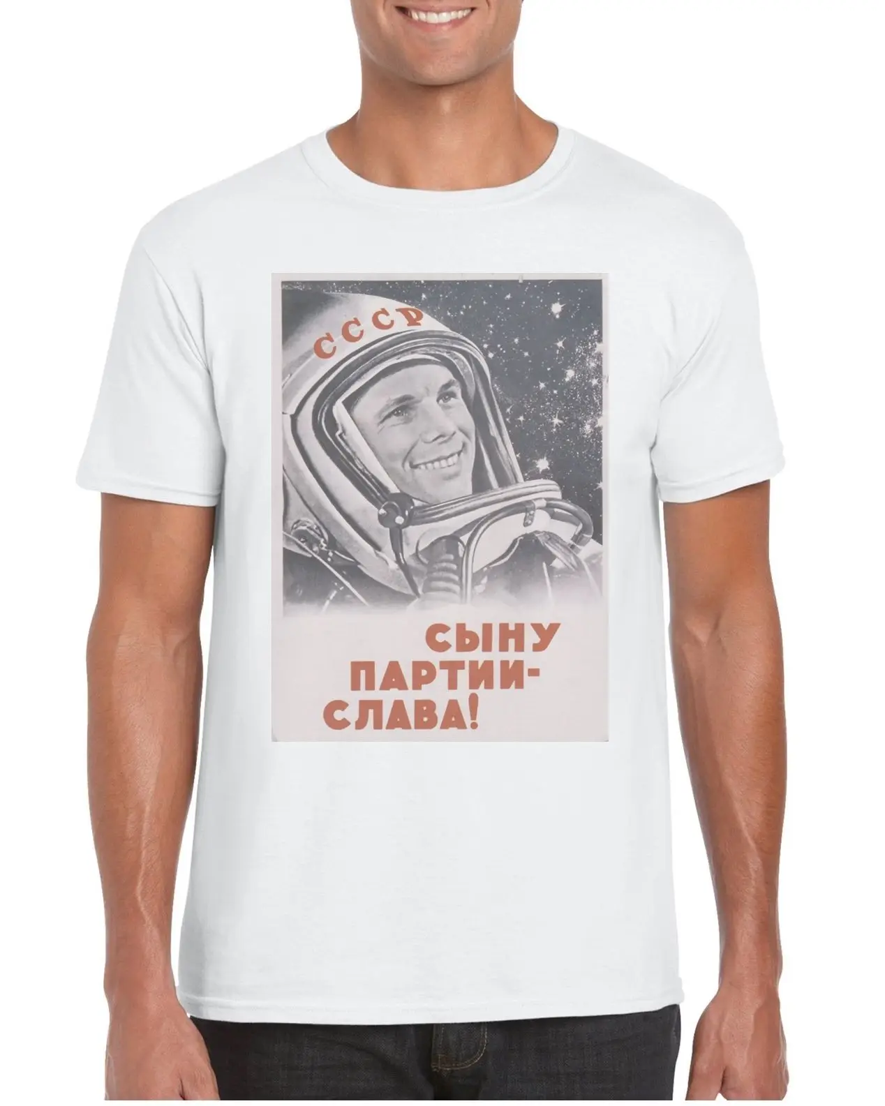 

Funny Clothing Casual Short Sleeve Tshirts Soviet Communism Propaganda Vintage Poster Ussr Astronaut Jury Gagarin T-Shirt