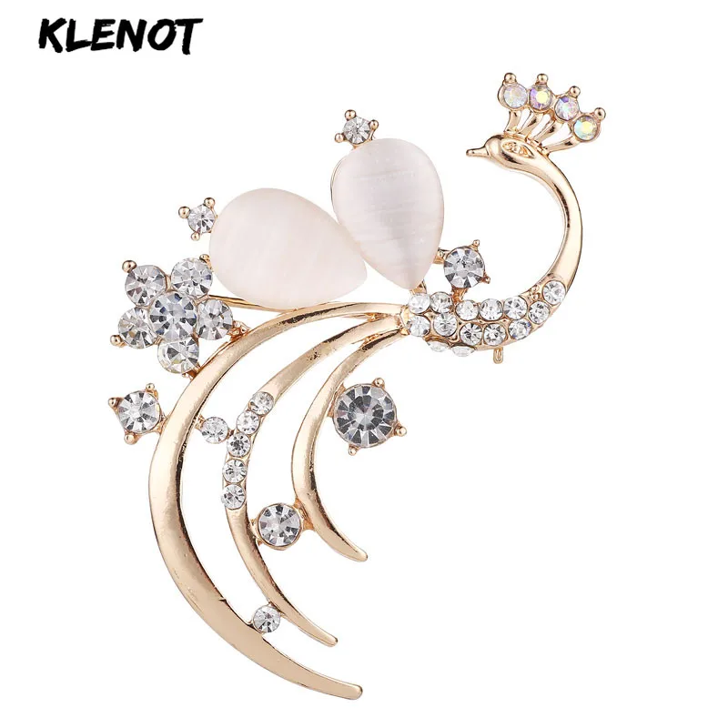 Rhinestone Peacock Pins and Brooches for Women Animal Brooch Opal Cat's Eye Dress Decoration Party Jewelry | Украшения и