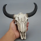 3D Longhorn корова Смола череп голова Настенный декор домашний офис бар вечевечерние дикая природа бычий Рог скульптура животных украшения ремесла