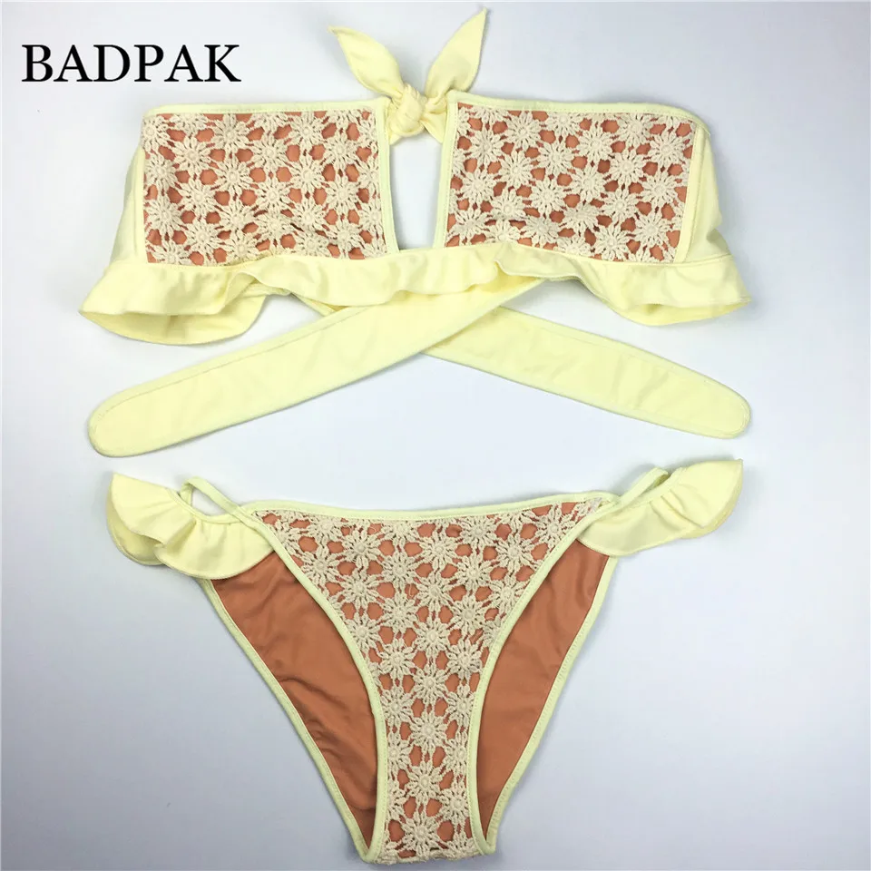 Badpak крючком бикини рюшами mayokini женский ванный комплект Одежда заплыва костюм для