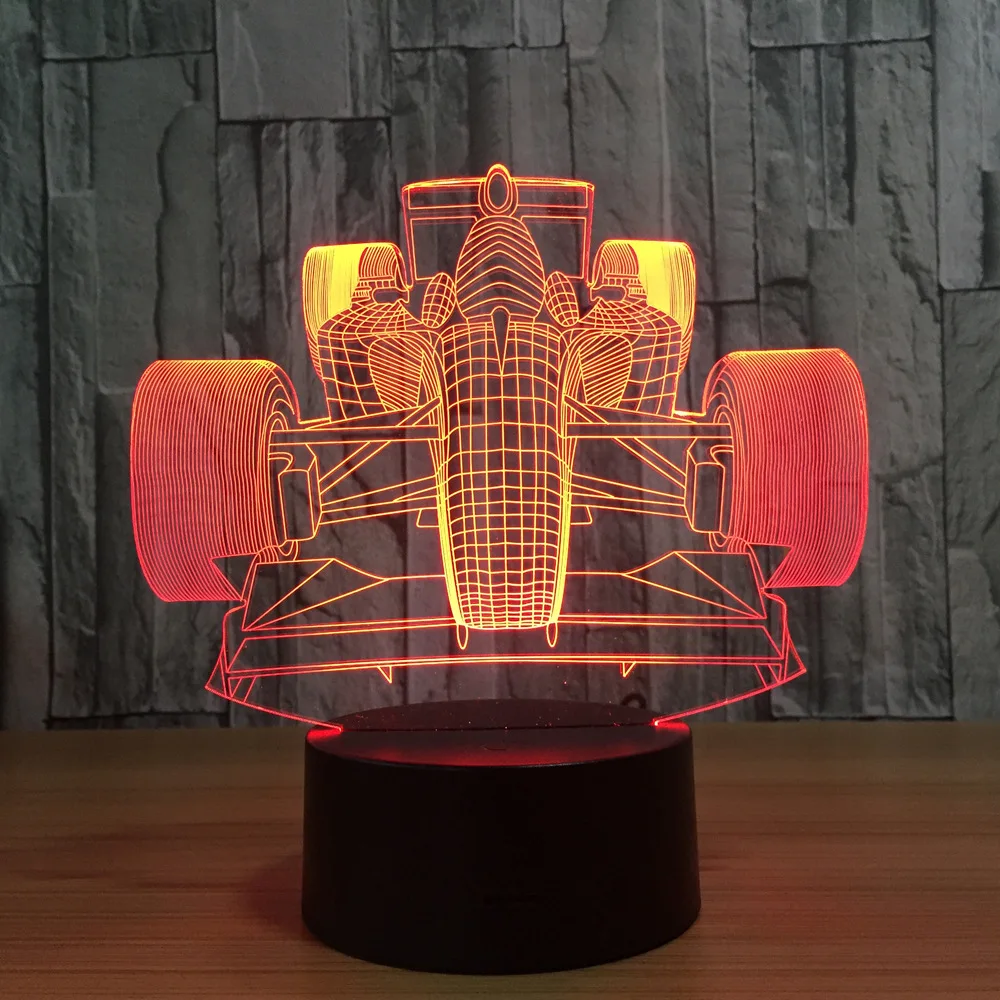Гоночный автомобиль 3D Новинка светильник Лампада Светодиодный лампа