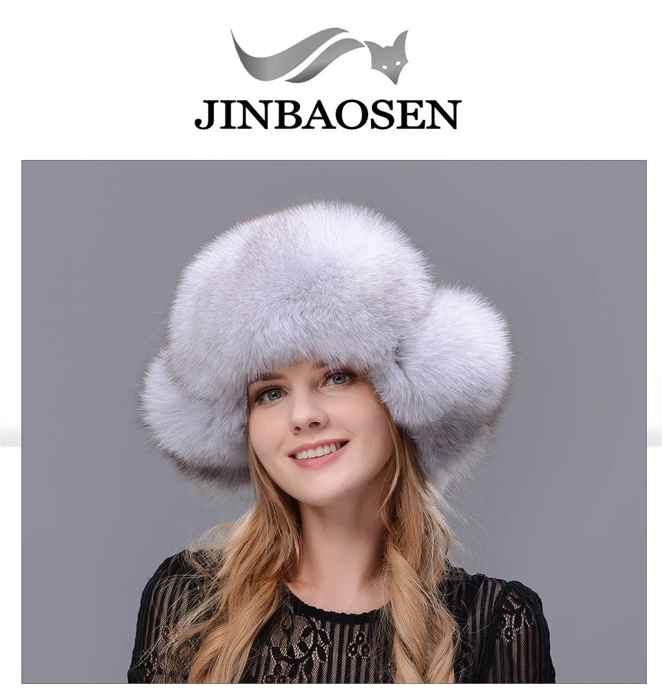 JINBAOSEN Русская женская меховая шапка зимняя кожаная шапка с мехом с меховыми помпонами защита ушей шапка-бомбер