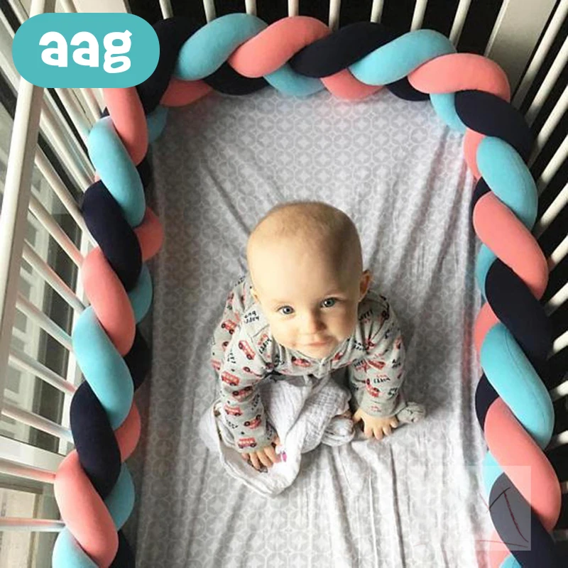 AAG 3M/4M для новорожденного ребенка кровать бампер плетение плюшевый узел детская