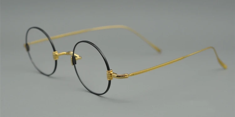 black-gold Ограниченная серия, винтажные ультралегкие очки из чистого титана, оптическая оправа, KV-10, классические круглые очки для женщин и мужчин, оригинальное качество - Цвет оправы: black-gold