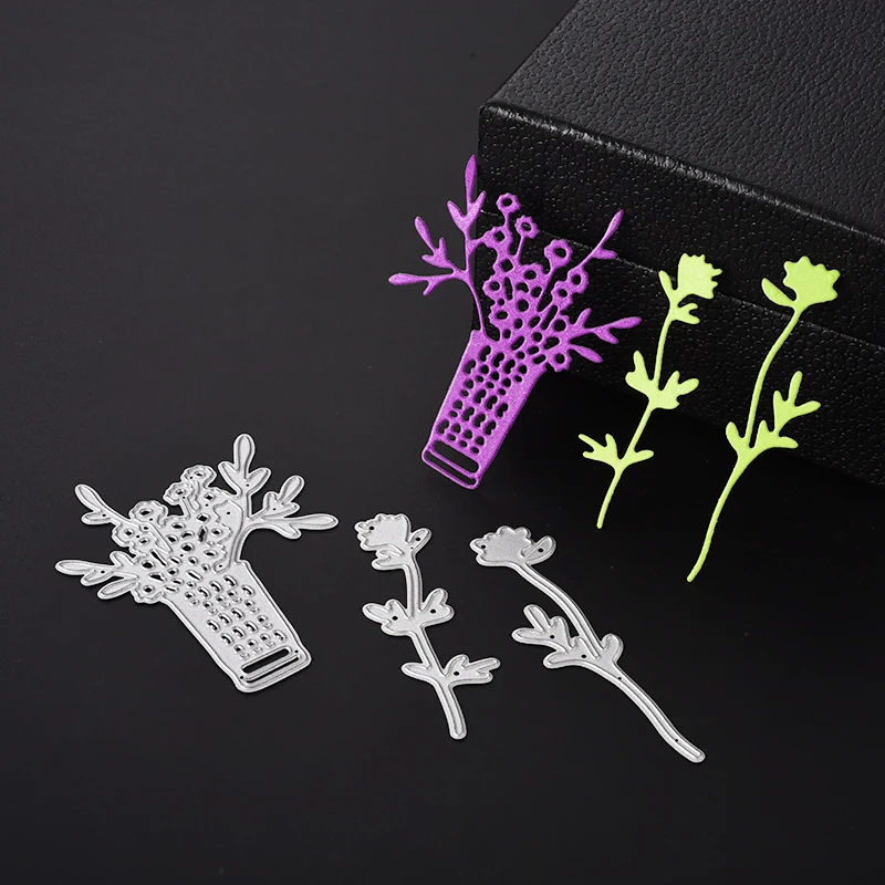 ABOOM 3PCS Romantic Vase Flowers Metal Crafts Paper Die Cutting Dies For Scrapbooking DIY Wedding Halloween Handmade Card Mold | Дом и сад