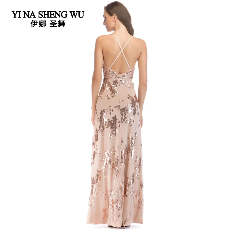Платье женское длинное без бретелек с блестками и открытой спиной|Женские