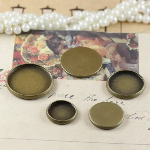 

20pcs 10mm 12mm 14mm 16mm 18mm 20mm Bronze Blank Charms Pendant Trays Base Setting Cameo Cabochon Accessories Wholesale