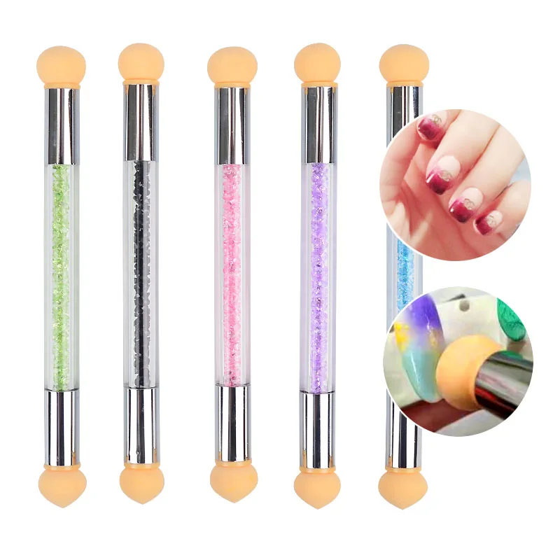 1 шт. сверкающая кисть для пудры с градиентом + 2 силиконовых инструмента дизайна