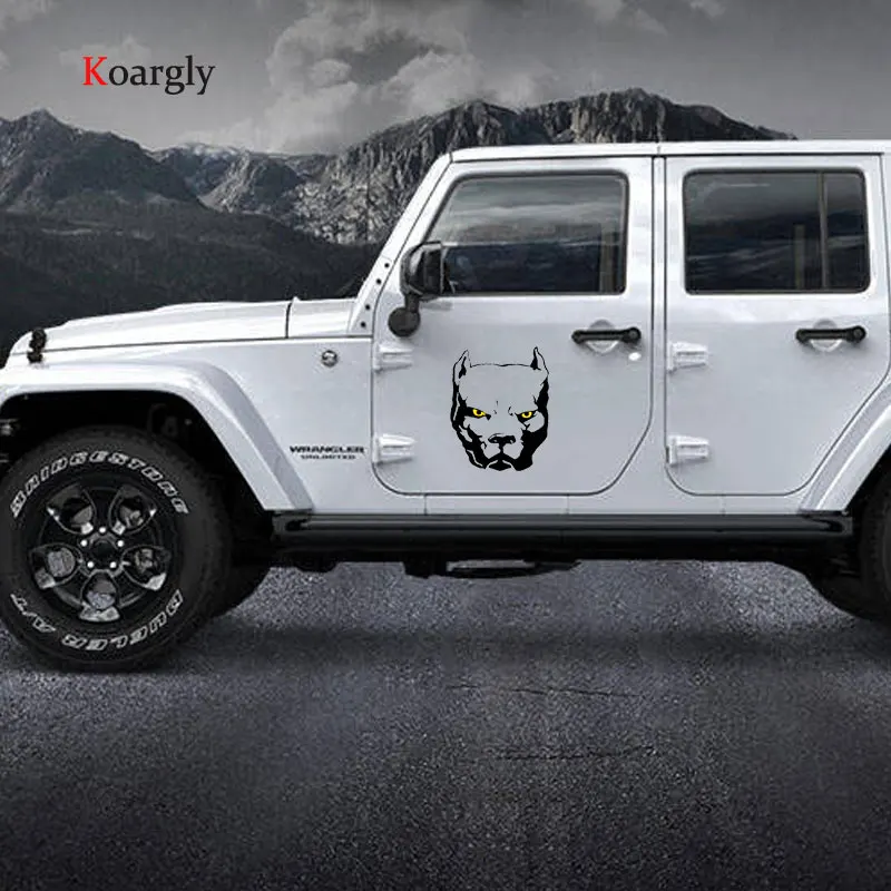 Koargly 18*22 см 30*37 желтый глаза собаки питбуль стекол автомобиля наклейки авто