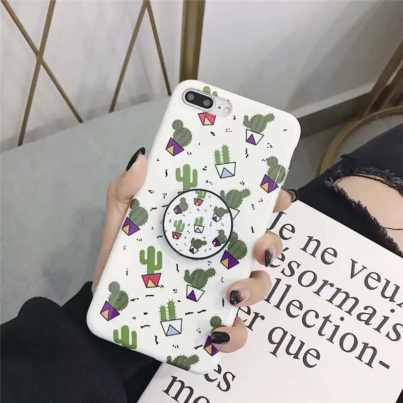 GYKZ мультяшный чехол подставка С КАКТУСОМ для iPhone XS MAX XR 7 6 6s 8 plus Мягкий силиконовый