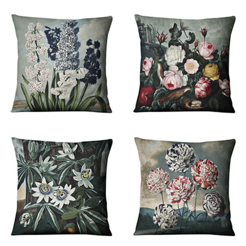 Новинка льняные наволочки в стиле ретро с цветами тюльпан лотос домашний декор