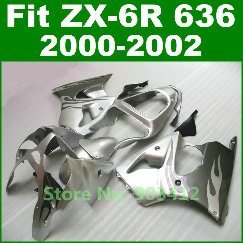 Для Kawasaki 2000 2001 2002 ZX6R комплект обтекателей серебристо серый Ninja zx636 00 01 02 комплекты