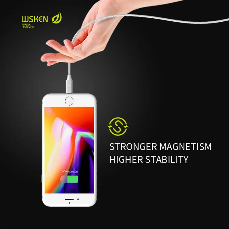 WSKEN Lite 2 Металл 3 в 1 для iphone тип c Micro USB Магнитный зарядный кабель зарядное