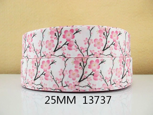 1 &quot(25 мм) Роза цветок ленты Высокое качество печатных полиэстер 50 ярдов DIY