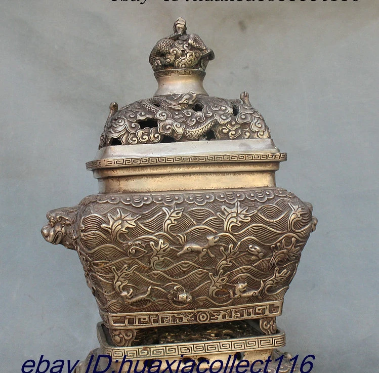 Редкий китайский Тибетский буддистский храм Серебряный пиксиу Дракон зверь