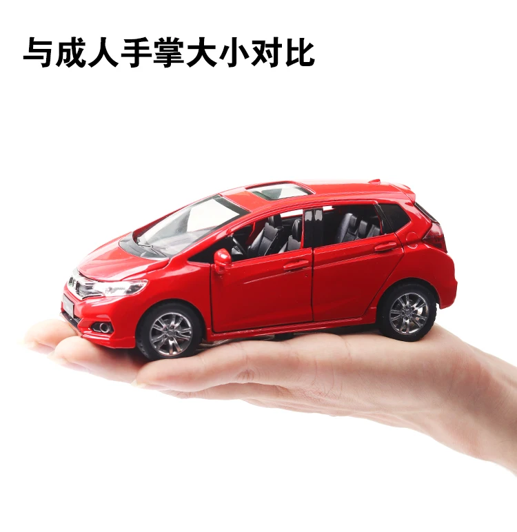 Горячая 1:32, модель автомобиля из сплава, высокая имитация, Honda Fit, металлические литые игрушки, игрушечные транспортные средства, оттягивающие назад, мигающие музыкальные детские игрушки