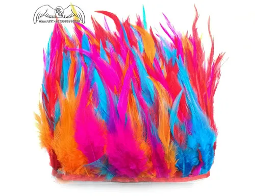 colorful 10 ярдов 8-15 см натуральный Hackle куриное перо отделка петух перо лента бахрома для платья/юбки/ремесла DIY аксессуары - Цвет: colorful