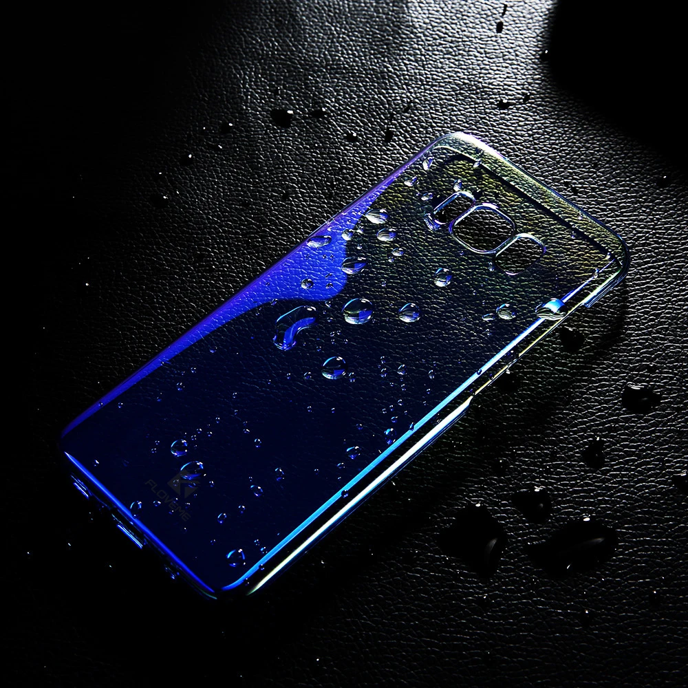 FLOVEME Clear Gradient Blue Light Hard PC Case For Samsung S8 Plus S7 S6 Edge iPhone 6 6S 7 Cover Galaxy Funda |