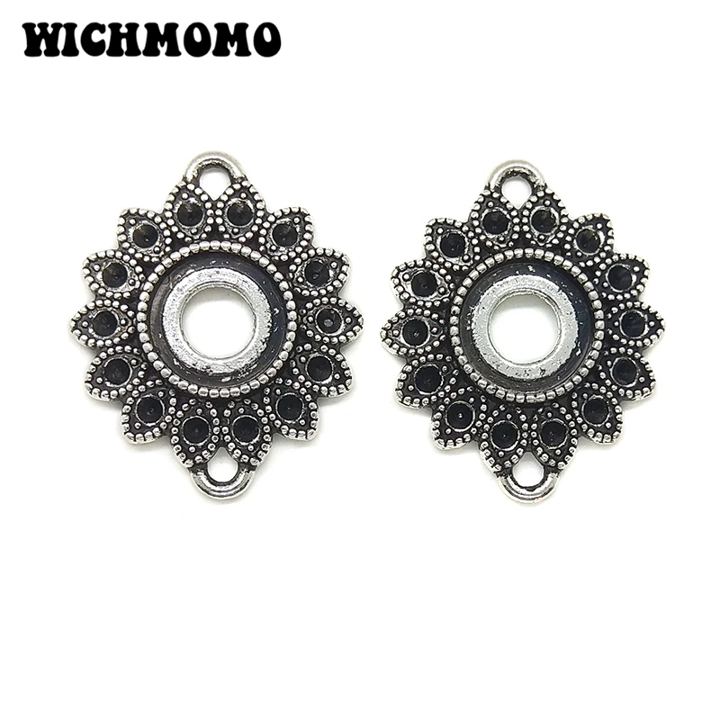 

2021 New 27*23mm 5pieces/bag Zinc Alloy Porous Round flower Connector Charms Linker for DIY Necklace Earring Jewelry Accessories