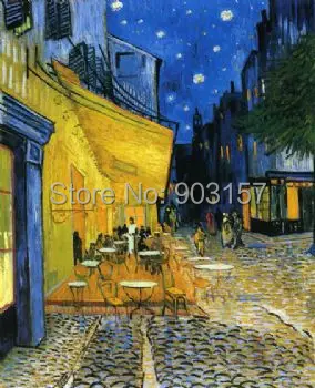 

Hand Painted Cafe Terrace on the Place du Forum-Vincent Van Gogh Oil painting-Cityscape Canvas Wall Art