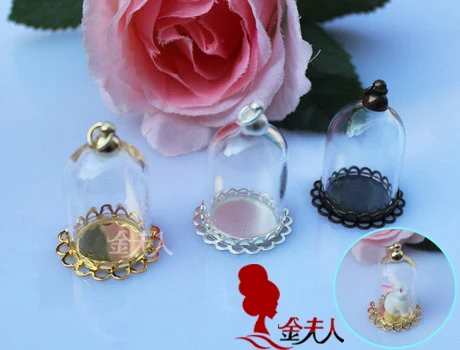 

Handmade diy accessories 25x18 25x38 cylindrical glass cover trays metal cap