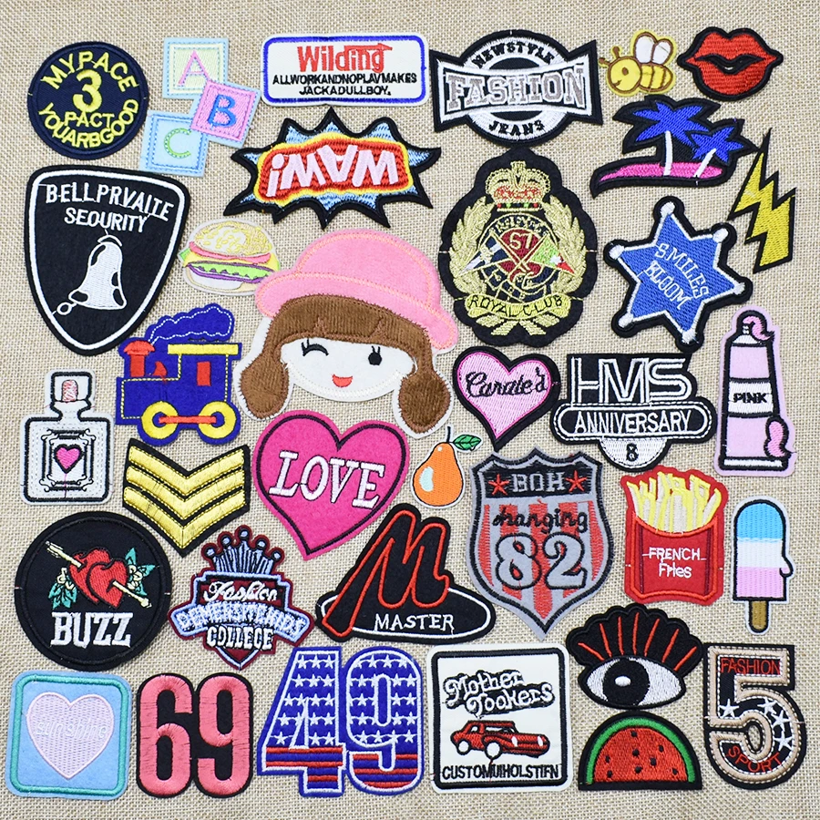 20 шт./лот случайные модные нашивки Значки для одежды вышитые патчи приклеивания