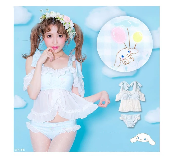 Cinnamoroll Sukumizu 2 шт. комплект нижнего белья голубой оборками отделка милые лоли Kawaii
