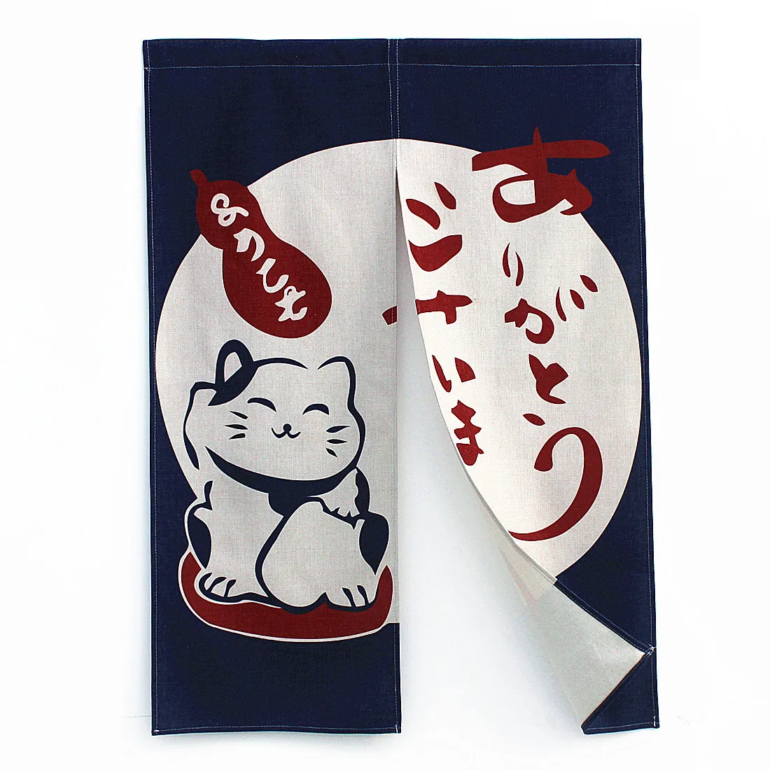 MYRU Lucky Cat японский занавес Noren хлопок лен Kanji дверной проем | Дом и сад