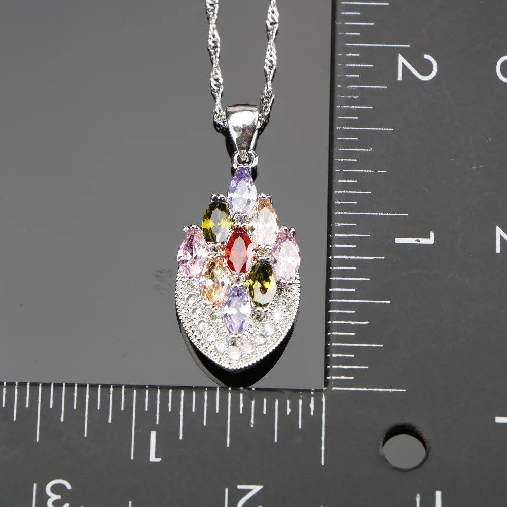 Набор ювелирных изделий для женщин набор из серебра 925 пробы с цветным цирконием