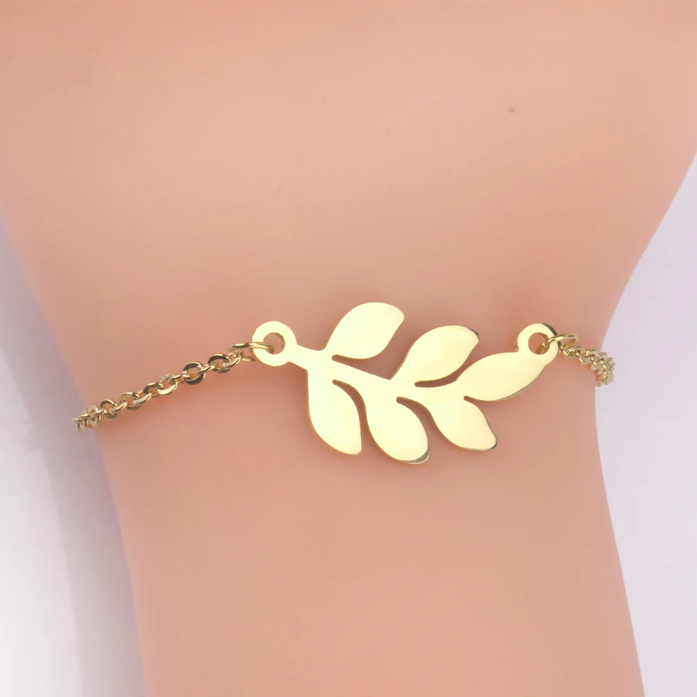 Наборы браслетов и ожерелий LUXUSTEEL золотого цвета в форме листьев Женские