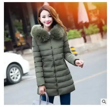 army green 5 7XL, зимнее пальто для женщин, длинное, с хлопковой подкладкой, пуховики для девушек, с капюшоном, Красного размера плюс, свободные пальто, красочные, с меховым воротником, LZ916 - Цвет: army green 5