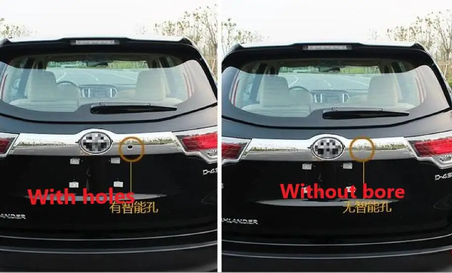

Car Styling For Toyota Highlander 2014 2015 ABS Chrome Plastic Rear Trunk Lid Cover Trim Tail Gate Door Protector 1pcs