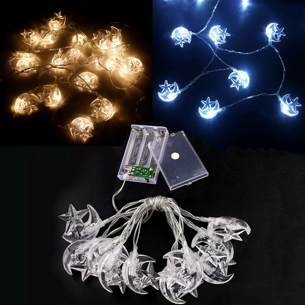 10 20 LED с изображением луны и звезд строка светильник пересекающимися мигающими