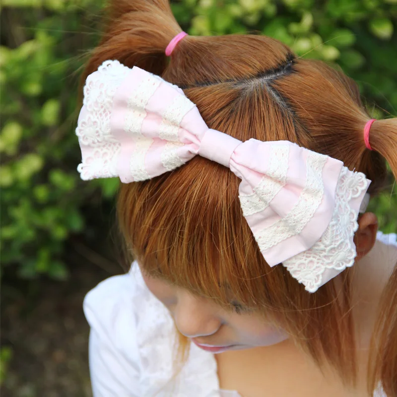 

Princess Sweet Lolita lace hair accessory Cosplay hair bands large pink bow cos hairbands hair big bow