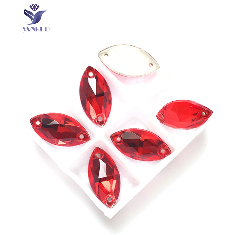Фото YANRUO 3223 Navette светильник Siam Стразы пришивные кристаллы Красные для одежды