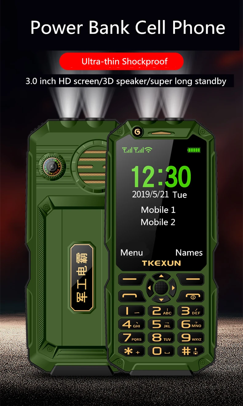 3g WCDMA power Bank мобильный телефон FSMART TKEXUN Q8A bluetooth MP3 FM радио wifi celular один ключ циферблат Ударопрочный сотовый телефон для пожилых людей