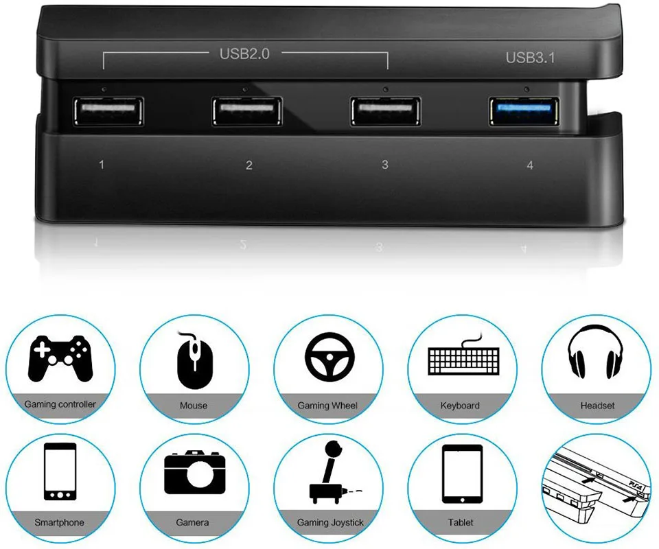 PS4 Slim аксессуары Play Station 4 Slim консоль usb-хаб 3,1 высокая скорость и 2,0 USB порт расширение USB адаптер для Playstation 4 Slim