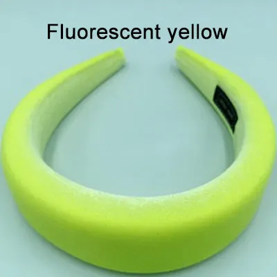 2 Fluorescent yellow Fioday, новинка, с принтом, толстые бархатные повязки для женщин, модные головные уборы, широкие пластиковые ободки для волос, ободки - Цвет: 2 Fluorescent yellow