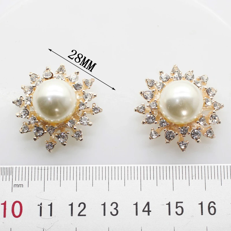 

10PCS/LOT28MM Round Alloy Rhinestone Button Clothing Sewing Craft Decoration Accessories DIY Wedding Embellished Buckle