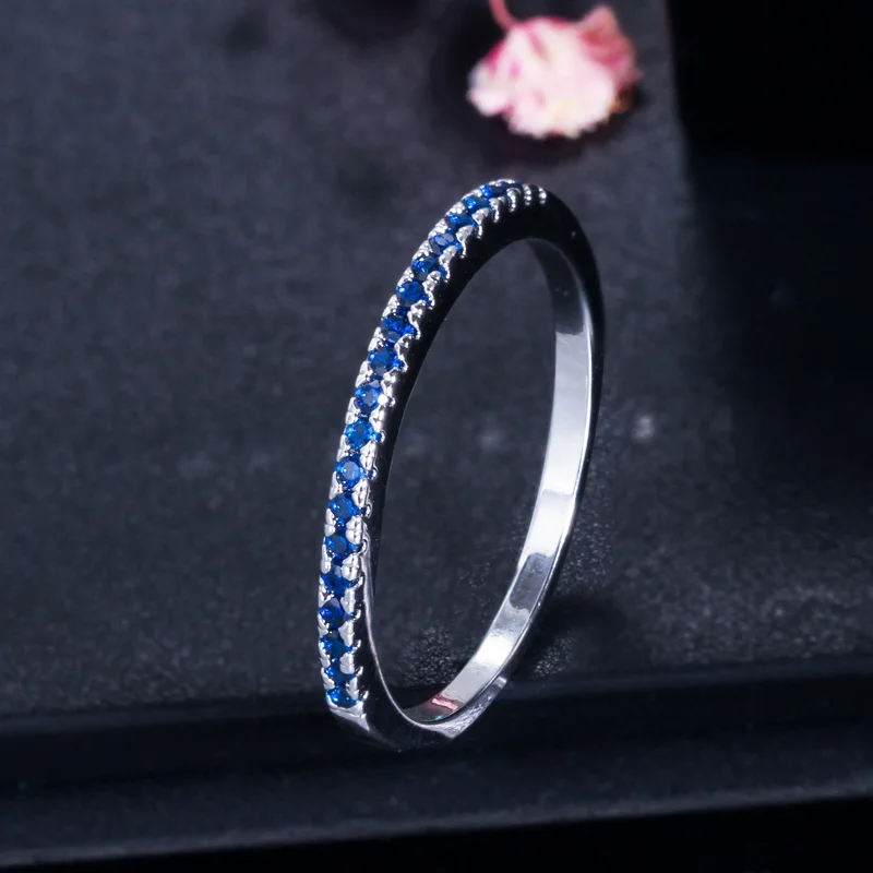 1 pcs blue CWWZircons 3 тонов цвет Высокое качество микро Pave CZ OL брендовые ювелирные изделия Модные кубический цирконий обручальное кольцо для женщин R094 - Цвет основного камня: 1 pcs blue