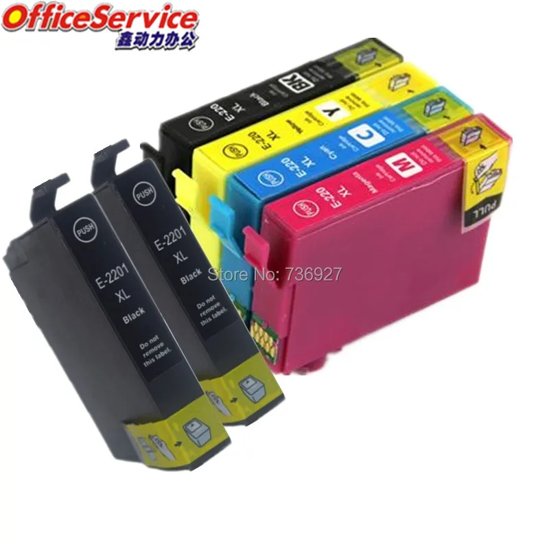 5 Black Label T2201 220 совместимый чернильный картридж для принтера Epson WF 2630 2650 2660 XP 320 420 324