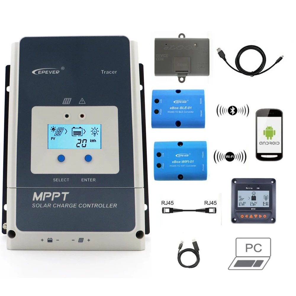 Устройство для зарядки аккумуляторов с солнечной панелью 12 48 В Wi Fi