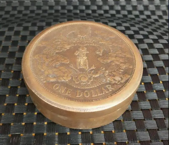 

Китайский архицированный чистый латунный ящик для чернил с резьбой в виде дракона