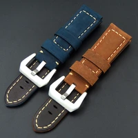 22mm 24mm genuine leather thick handmade buckle watch band retro watch straps for panerai omega seiko watch bracelet wristband