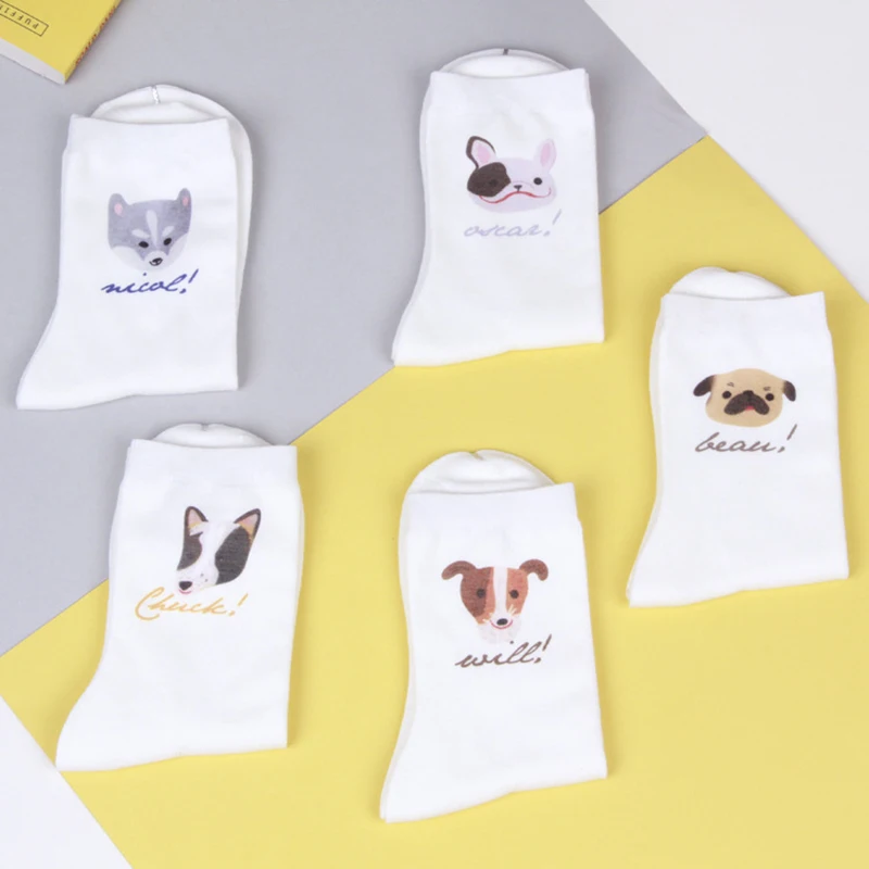 Хлопковые белые носки с принтом животных для собак и кошек | Мать ребенок