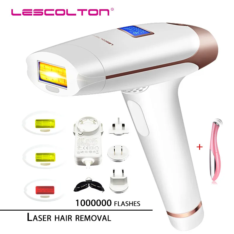 Four Head T009i-1 Lescolton Эпилятор IPL, 1300000 раз, 5 в 1, постоянное удаление волос с ЖК-дисплеем, лазерная машина для бикини Boay, для лица, подмышек - Цвет: Four Head T009i-1